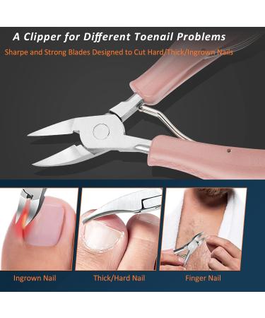 Pink Toenail Clippers for Thick and Ingrown Nails - Professional Podiatrist Kit for Men, Women, Elderly - Heavy Duty Nail Scissors for Toenail Treatment - Buy Online on GoSupps.com