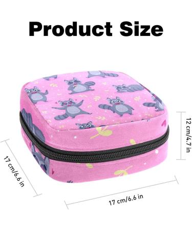 Raccoons Cartoon Sanitary Napkin Storage Bag - Portable Period Pouch for Women & Teens - Multi-Colored - Buy Online on GoSupps.com