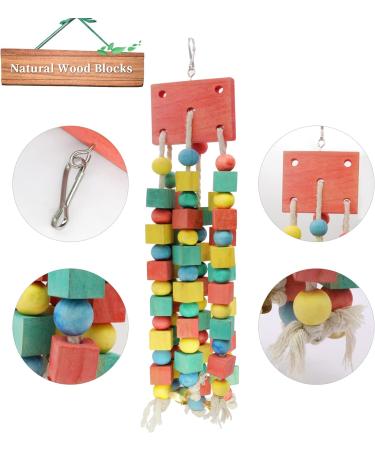 MQUPIN Bird Chewing Toy for Small Parrots - Multicolored Wooden Blocks - Ideal for Cockatiels & African Greys (S-20 inch) - Buy Online on GoSupps.com