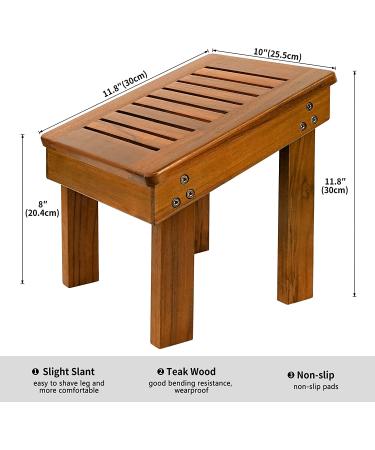 Utoplike Teak Wood Shower Foot Stool for Shaving Legs Sturdy Shower Foot Rest for Shower Shaving Wooden Shower Foot Step for Bathroom - Buy Online on GoSupps.com