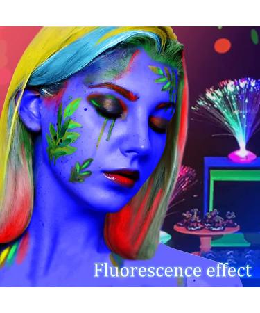 Glow in The Dark Face Body Paint Set - 12 Pcs UV Black Light Makeup Kit for Kids & Adults - Non-Toxic Fluorescent Face Paint Crayons for Halloween & Masquerade - Buy Online on GoSupps.com