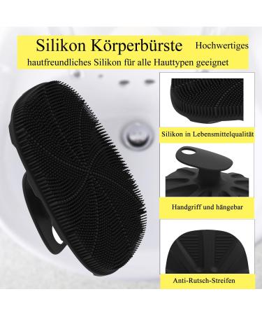 YEADMAME Massage Silicone Body Scrubber | Steril Silicone Shower Sponge for Men | Black Shower Brush - Buy Online on GoSupps.com