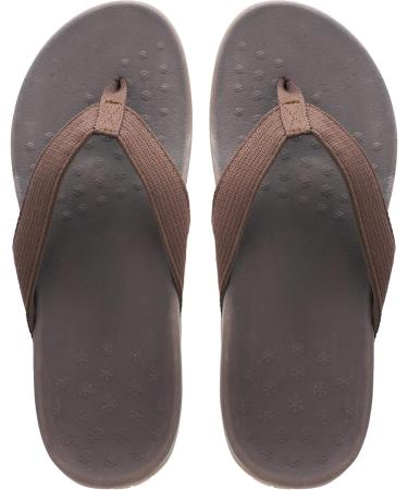 IRSOE Women's Plantar Fasciitis Sandals - Arch Support Flip Flops for Flat Feet & Heel Pain Relief - Brown, Size 10 - Buy Online on GoSupps.com