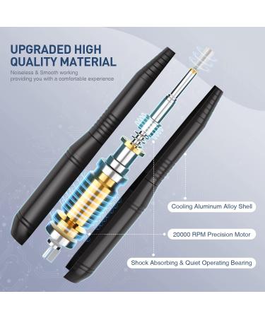 Electric Nail File 20000rpm Nail Drill for Acrylic Nails Gel Portable Manicure Pedicure Nail Drill Kit with Sanding Bands and Nail Drill Bits(Balck) 31 Count (Pack of 1) - Buy Online on GoSupps.com