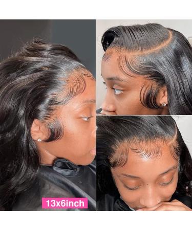 MSRANI 13x6 HD Transparent Body Wave Lace Front Wig 18 - 100% Human Hair, Pre Plucked, Bleached Knots, 180% Density, Glueless, with Baby Hair for Women - Black - Buy Online on GoSupps.com