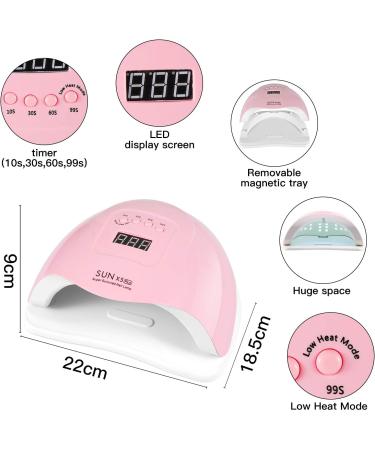 UV LED Nail lamp Nail curing Dryer 80W Fast professional Gel polish Nail light with 4 Timmer setting Auto sensor LCD Display portable tools for manicure/pedicure art salon and home Pink - Buy Online on GoSupps.com