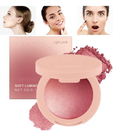 Cheek blusher Powder Blush Facial Makeup Highly Pigmented Glitter Cosmetics Long Lasting Buildable for Women Girls Party Wedding Light Pink - Buy Online on GoSupps.com
