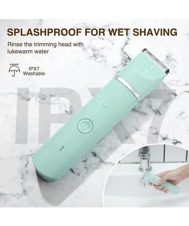 Rechargeable Electric Bikini Trimmer & Pubic Hair Shaver | IP7X Waterproof | Mint Green - Buy Online on GoSupps.com