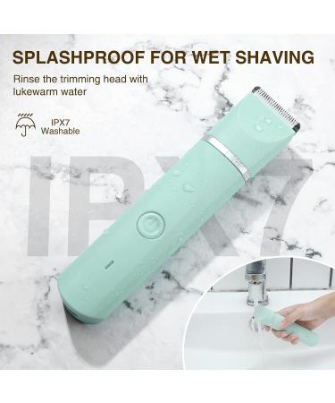 Rechargeable Bikini Trimmer for Women - Painless Body Hair Removal Shaver with Ceramic Blades | IPX7 Waterproof | Wet and Dry Use - Light Green - Buy Online on GoSupps.com
