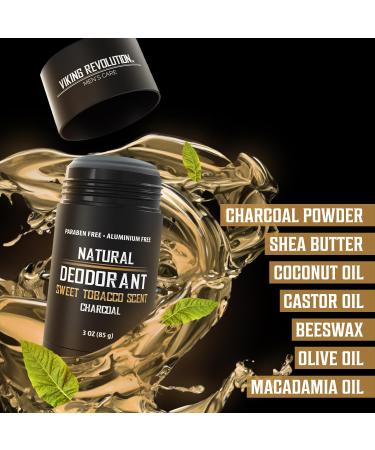 Viking Revolution Sweet Tobacco Deodorant for Men - Natural Deodorant for Men Charcoal Deodorant Men with Shea Butter Coconut Oil Baking Soda Beeswax - Mens Deodorant Aluminum Free (3oz) Sweet Tobacco 3 Ounce (Pack of 1) - Buy Online on GoSupps.com