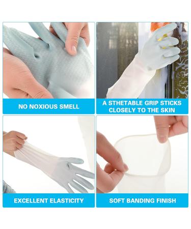 Sibba Long Rubber Gloves - 1 Pair, Waterproof, Non-Slip, Reusable for Cleaning, Dishwashing, Kitchen - Blue - Buy Online on GoSupps.com