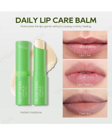 KYDA 3 Pcs Aloe Vera Lip Balm Deep Hydrating Tinted Lip Balm Reduce Fine Lines Daily Lip Moisturizer for Dry Cracked Lips with Real Aloe Vera Colorless Finish - Buy Online on GoSupps.com