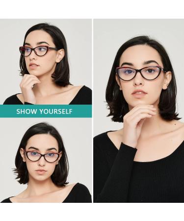 Eyeurl 3 Pack Cateye Reading Glasses for Women | Blue Light Blocker | 2.5x Visual Aid with Feather Hinges - Buy Online on GoSupps.com