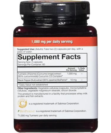 Youtheory Turmeric Extra Strength 1000mg Capsules - 120 Count (1 Pack) - Buy Online on GoSupps.com