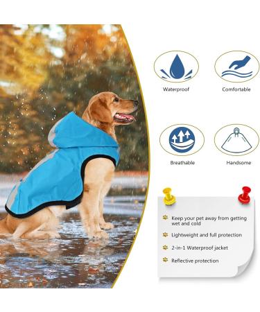 Waterproof Dog Jacket Raincoat 2-in-1 with Harness Hole - Large Blue - Buy Online on GoSupps.com
