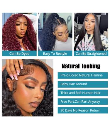 ALEPAZ Deep Wave Human Hair Lace Front Wig 22 Inch - Pre Plucked 150% Density Curly HD Transparent Lace Frontal Wigs with Baby Hair for Natural Hairline - Buy Online on GoSupps.com