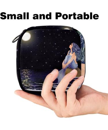 Menstrual Pad Bag with Zipper | Stylish Tampon Pouch for Women & Girls - Night Mermaid Design - Buy Online on GoSupps.com