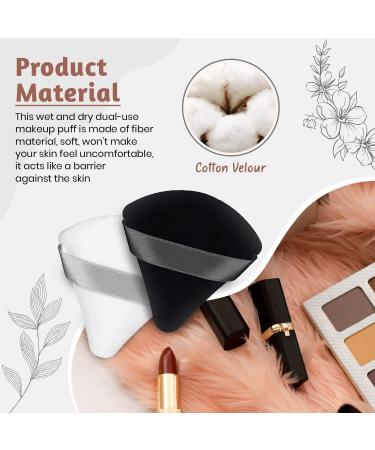 QLines Powder Puff 4 Pcs - Triangle Powder Puffs - Soft & Resuable Foundation Makeup Sponge with Silky Ribbon - Perfect for Pressed and Loose Powder Dry & Wet Makeup Black & White 4Pcs - Buy Online on GoSupps.com
