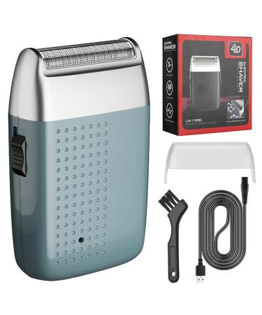 Rechargeable Beard Shaver | Reciprocating Foil Double Head Lightweight Shaver Beard Grooming Tool with USB Port for Travel Offices Outings Schools Aviere Fog Blue