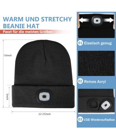 Deilin LED Hat with Light - Rechargeable USB Illuminated Outdoor Hat for Men & Women | Warm Winter Gift & Camping Gadget - Buy Online on GoSupps.com