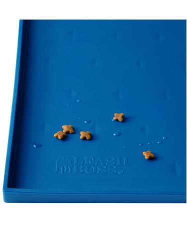 Leash boss spray mat XXL - bowl pad cats & dogs with large lip slide and waterproof silicone bowl pad for feed water or fountain (76 x 56 cm blue) XXL - 76 x 56 cm blue