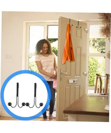2pcs Double Hook Towel Rack Coat Hangers Over Door Hangers Hooks Door Hook Coat Hook Wardrobe 14x9cm Black - Buy Online on GoSupps.com