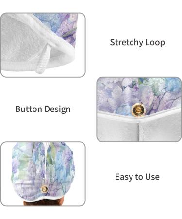 Hydrangeas Butterfly Hair Towel 2 Pack | Super Absorbent Quick Dry Turbans for Women & Girls - Buy Online on GoSupps.com