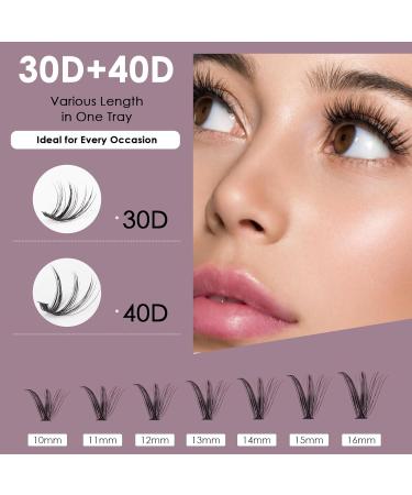 Lash Extension Kit: 280pcs Individual Lashes with Bond and Seal Tweezers - 30+40D 10-16mm Mix Curl Clusters for DIY Eyelash Extensions at Home - Buy Online on GoSupps.com