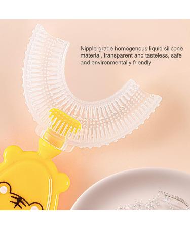 Liquid Silicone Soft Bristle Brush Head Standing Infant Toothbrush Convenient Baby Toothbrush Safe Use Silicone 360 Degree U-shaped Baby Tooth Brush for Daily Use Yellow Large Large Yellow - Buy Online on GoSupps.com