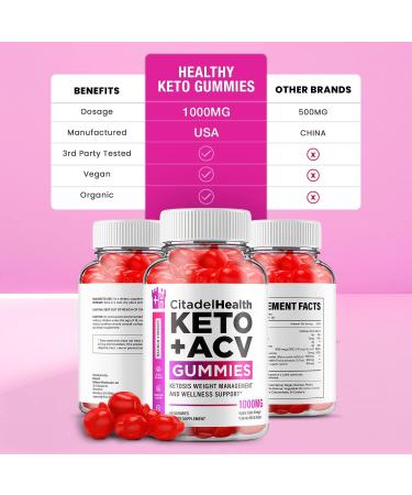 Citadel Health Keto ACV Gummies Citadel ACV + Keto Advanced Keto Formula Shark Plus Apple Cider Vinegar Keto Tank Gummies Oprah Dietary Supplement B12 Beet Root Juice Men Women (60 Gummies) - Buy Online on GoSupps.com