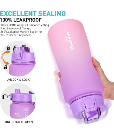 GXCROR 2L BPA-Free Leak-Proof Drinking Bottle | Sport Gym Water Bottle with Time Marking | Purple & Pink Gradient - Buy Online on GoSupps.com