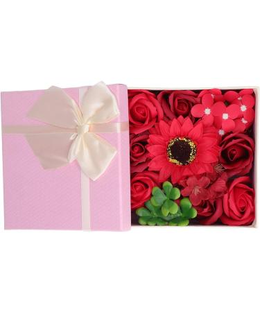 Simulation Flower Bath Soap Women Exquisite Flower Soap Gift Box for Birthday Valentines Day Christmas for Her Women Teens Girls Mom Birthdays (Red) - Buy Online on GoSupps.com