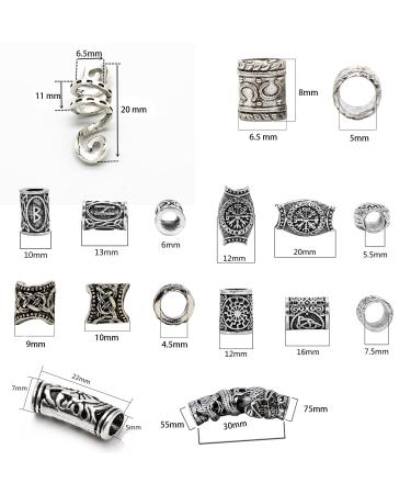 100 PCS Viking Hair Beads - Antique Norse Tube Beads for Men and Women | Silver Dreadlocks Jewelry Charms | Braiding Accessories and DIY Hair Decoration - Buy Online on GoSupps.com