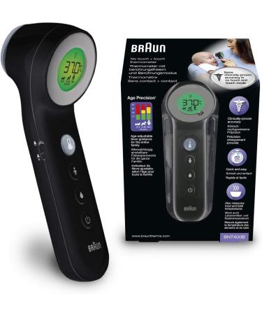 Braun No touch + touch forehead thermometer with Age Precision Technology & Healthcare ThermoScan 7 Ear thermometer with Age Precision (accurate convenient temperature screening) BNT400 - Black + thermometer - Buy Online on GoSupps.com