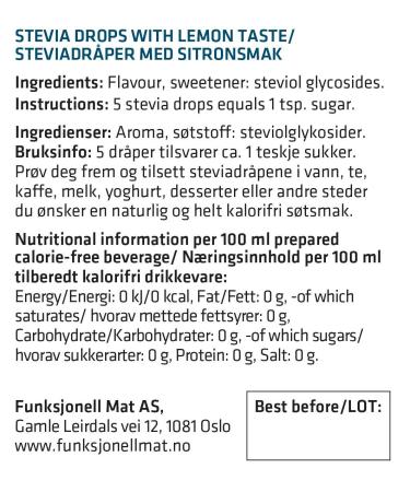 Sukrin Stevia Drops Lemon 30ml | Natural Sweetener for Baking & Beverages | Sugar-Free Low Calorie Keto-Friendly - Buy Online on GoSupps.com