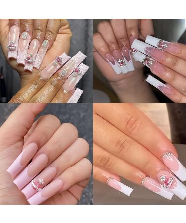 20PCS White Pink Planet Nail Charms with Rhinestones - 3D Shiny Nail Supplies for Women | DIY Nail Decoration Accessories - Buy Online on GoSupps.com