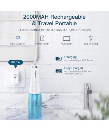 Leark Cordless Water Flosser - IPX7 Waterproof 4 Pressure Modes Rechargeable Dental Care Device for Home & Travel - Buy Online on GoSupps.com