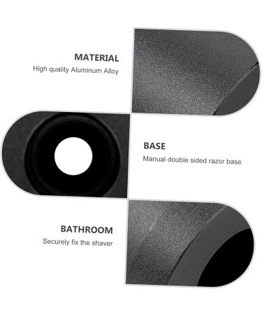 Doitool 2 STK Men's Razor Holder & Shaving Brush Stand - Durable Aluminum Alloy Double-Edged Razor Racks | Small Black Frame 3.8x3.3cm - Buy Online on GoSupps.com