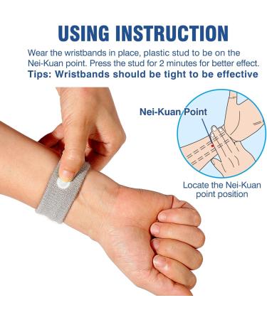 Motion Sickness Bands - Anti Nausea Wristbands for Adults & Kids | Morning Sickness Relief | Acupressure for Travel - 2 Pairs Grey - Buy Online on GoSupps.com