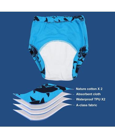 MooMoo Baby 6 Pack Cotton Training Pants | Reusable Toddler Potty Training Underwear | Dinosaur Print | Boy and Girl | Blue | 3T - Buy Online on GoSupps.com