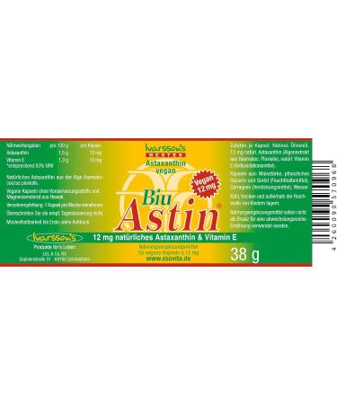 Astaxanthin from Hawaii - 3+1 Free BiUastin 50 Capsules Vegan | 12 mg Natural Astaxanthin - Original Ivarsson's BiUastin! - Buy Online on GoSupps.com