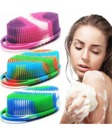 Silicone Body Brush Exfoliating Body Scrubber Silicone Body Scrubber Loofah Silicone Bath Brush Soft Exfoliating Body Bath Shower Scrubber Brush for Kids and Adults All Kinds of Skin 3 Pack