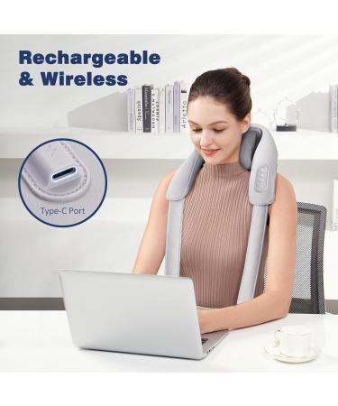 Knqze 4D Neck Massage Device with Heat - Wireless Shiatsu Pillows for Pain Relief | Expert Knet Massage for Neck Shoulder & Legs - KN6 Gray - Buy Online on GoSupps.com