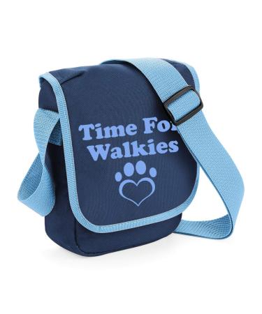 Spoilt Rotten Pets Blue'Time For Walkies' Mini Messenger Bag Great For Dog Training Walking & Hiking. (Blue)