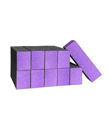 10 Pcs Nail Buffer Sanding Block Polisher Buffing File 100/180 Grit 3 Sides Nail Files Art Pedicure Manicure File(Black Purple)