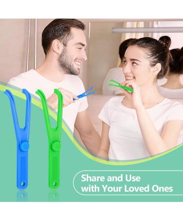 Chengu 10-Piece Reusable Dental Floss Holder Set - Eco-Friendly Flosser & Handle for Effective Oral Care (Blue & Green - Buy Online on GoSupps.com