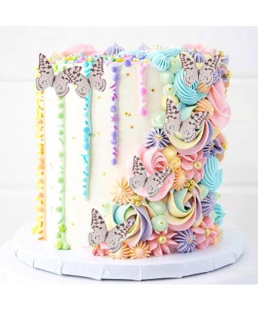 48 Piece Alegre Butterflies Cupcake Topper - Edible Tortendeco Decorations for Birthday Cakes - Black & White Butterfly Muffin Decor - Buy Online on GoSupps.com