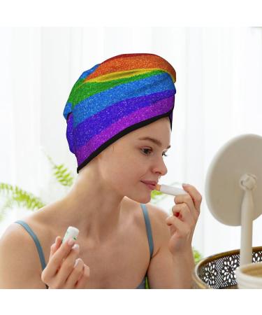 Colorful Glitter Rainbow Hair Towel Wrap | Quick-Dry Turban & Head Towel for Effortless Hair Drying - Buy Online on GoSupps.com