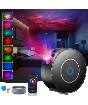 Nineaccy Galaxy Projector Star Projector Night Light with Timer Function/Voice Control/APP Control LED 16 Colors RGB Dimming for Baby Kids Adults Bedroom Room Decor Party Gift (Black)