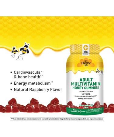 Country Life Adult Multivitamin Honey Gummies Bone Heart & Energy Support Non-GMO Certified Gluten Free Vegetarian Naturally Sweetened 60 Gummies 60 Count (Pack of 1) - Buy Online on GoSupps.com